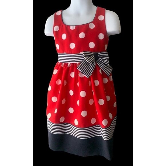 Bonnie Jean Girls Polka Dots Minnie Mouse Dress Size 3T Red White Zip Sleeveless - Picture 4 of 8